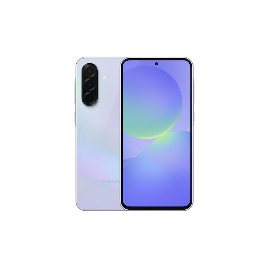 Galaxy A36 5G Morado claro, composición frontal y posterior oficial; visual de referencia, no inventario confirmado de Tecno Express