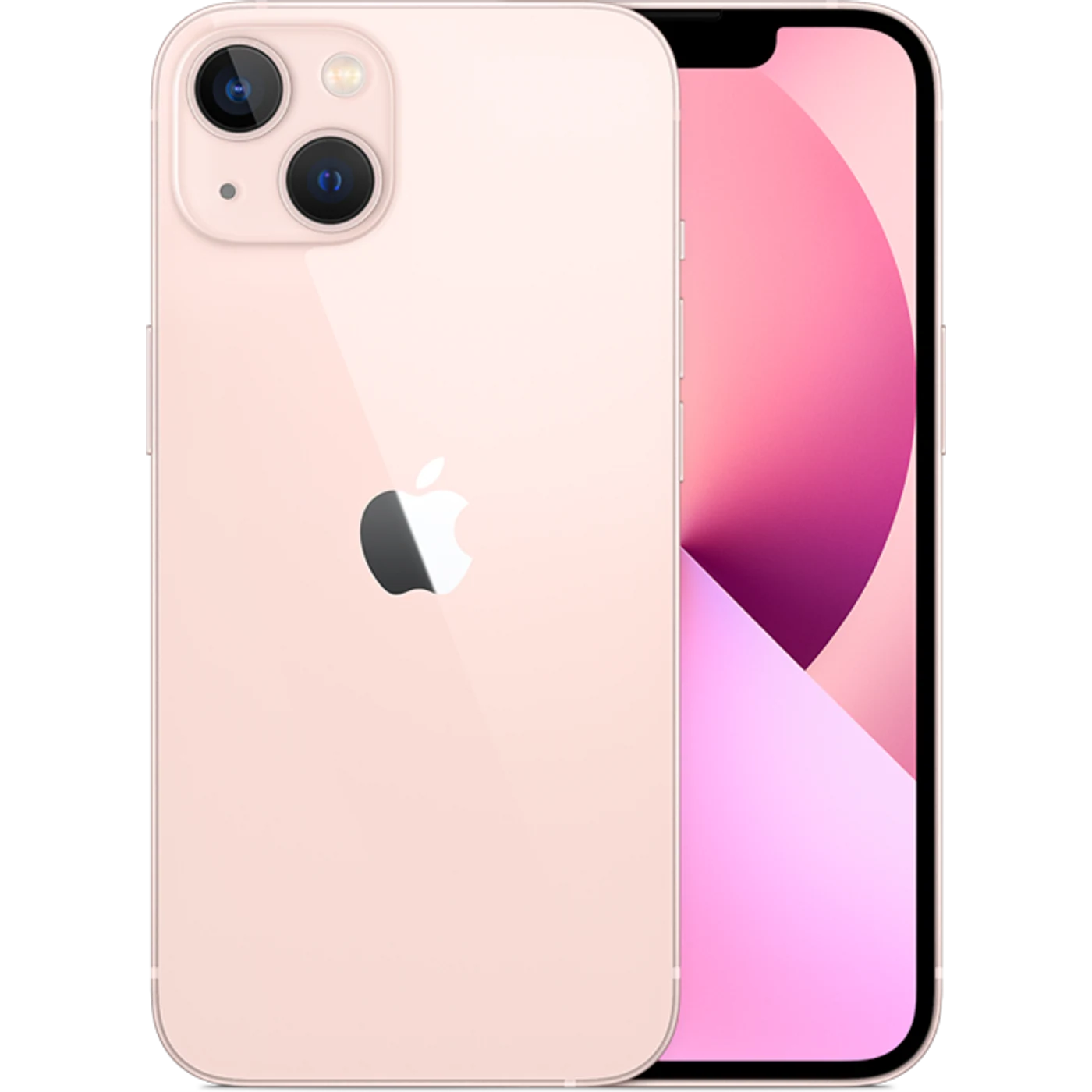 iPhone 13 Rosa, composición frontal y posterior oficial; visual de referencia, no inventario confirmado de Tecno Express