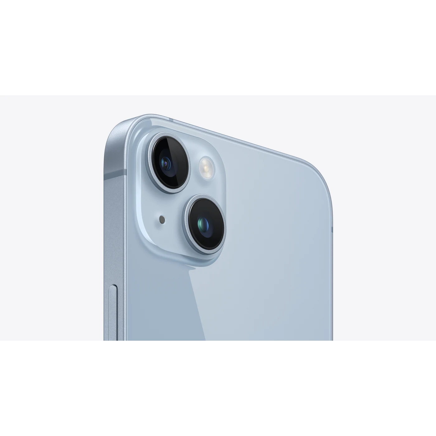 iPhone 14 Plus Azul, detalle posterior oficial; visual de referencia, no inventario confirmado de Tecno Express