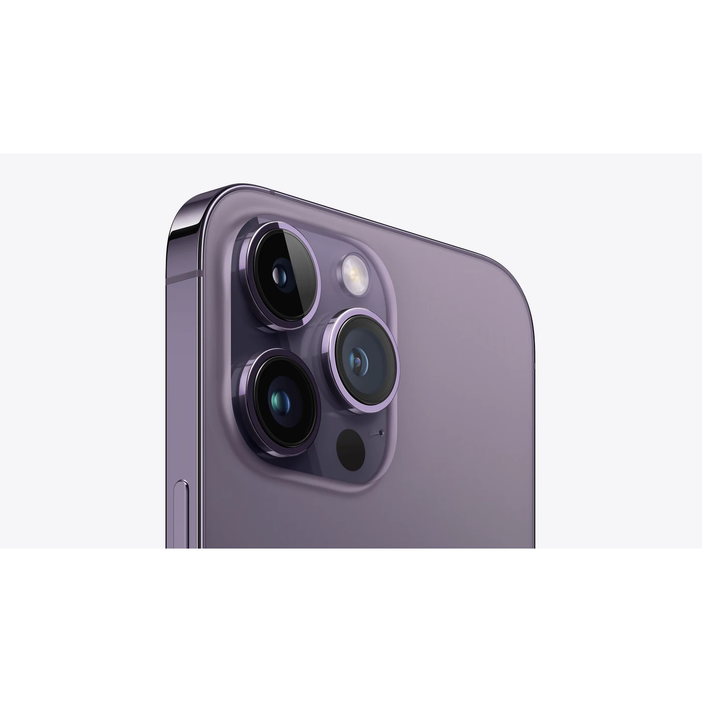 iPhone 14 Pro Max Morado profundo, detalle posterior oficial; visual de referencia, no inventario confirmado de Tecno Express