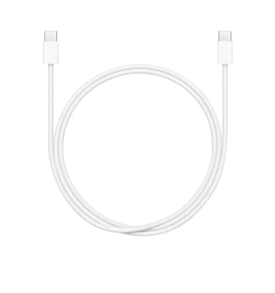 Cable USB-C blanco enrollado, con conectores completos